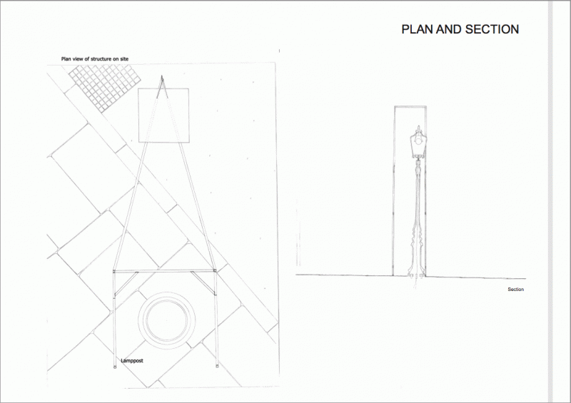 Drawing another group's installation from Bloomsbury Festival - plan and section 